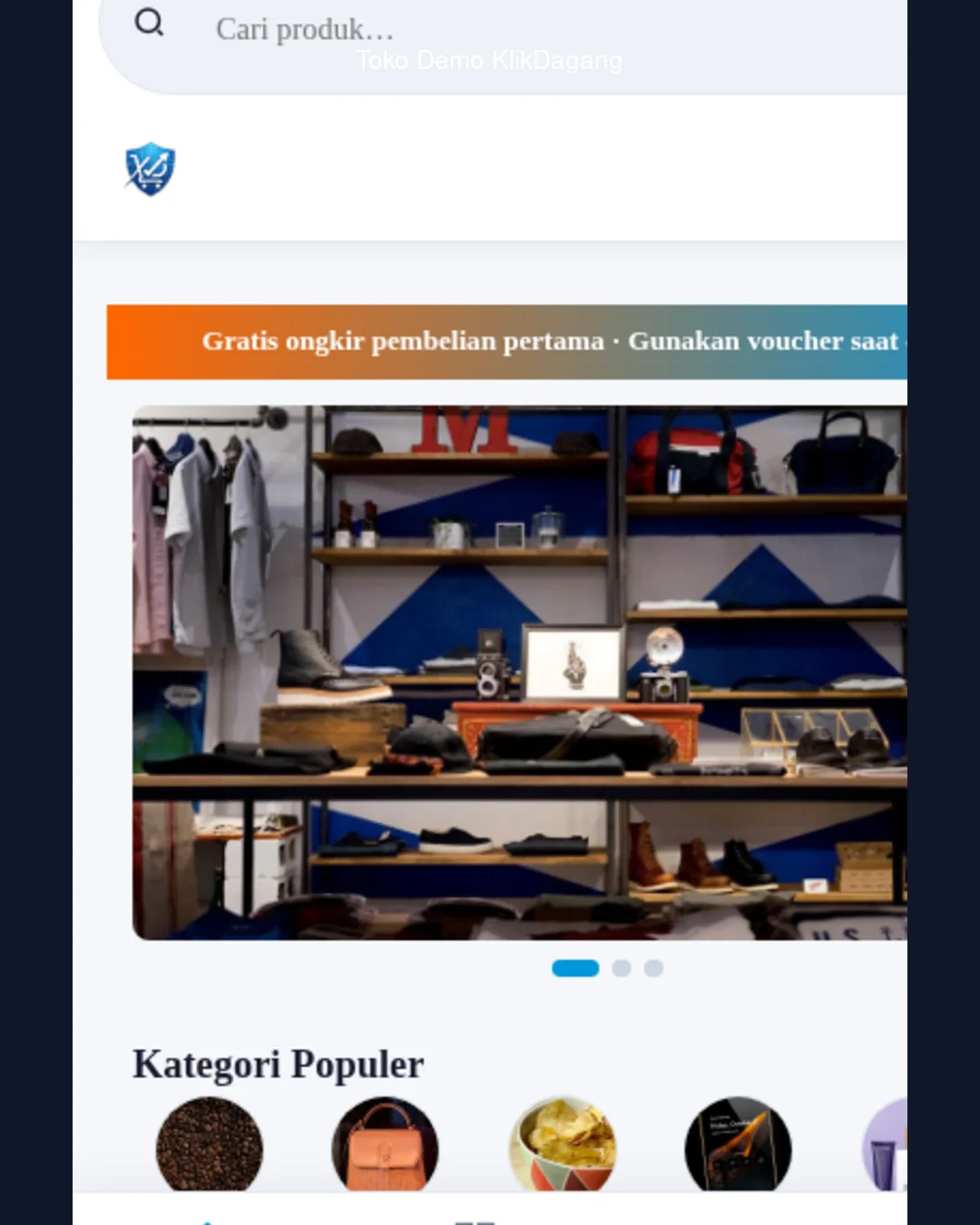 Toko online KlikDagang di layar smartphone